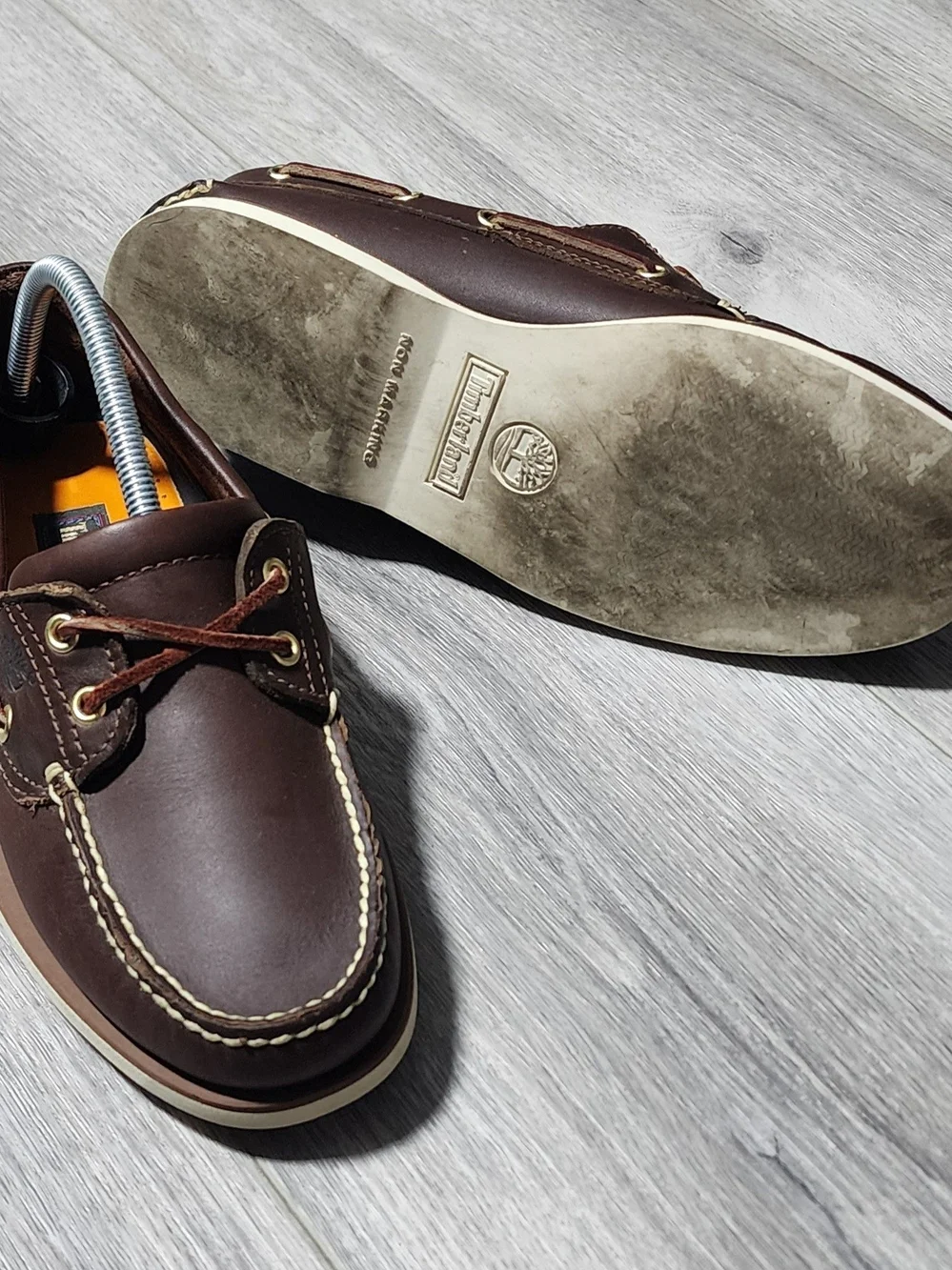 Timberland Classic 2 Eye Brown Leather Moc Toe Boat Shoes Loafers Mens Size 8